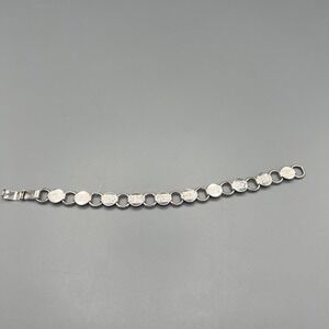 Vintage Sarah Coventry Silver Tone Round Disc Chain Bracelet Signed Beautiful